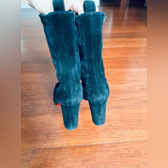 Auth Christian Louboutin Suede Stretch Mid  Gena 85 Boots . Eu 37.5 US 7.5 - Picture 13 of 17